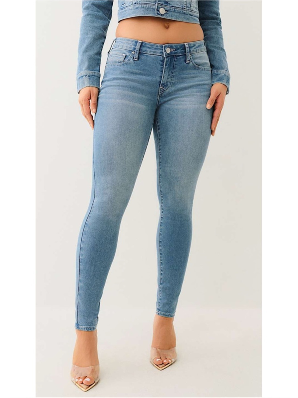 True Religion Jennie Curvy Mid Rise Super Skinny Jeans Medium Wash